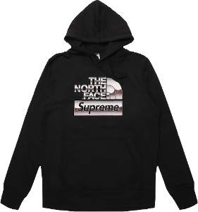 supreme the north face metallic logo hooded sweatshirt black